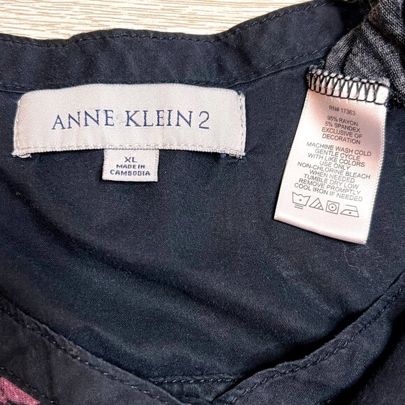 Anne Klein Womens XL Tunic Floral Print 3/4 Rolltab Sleeve Henley Neck - Picture 8 of 11